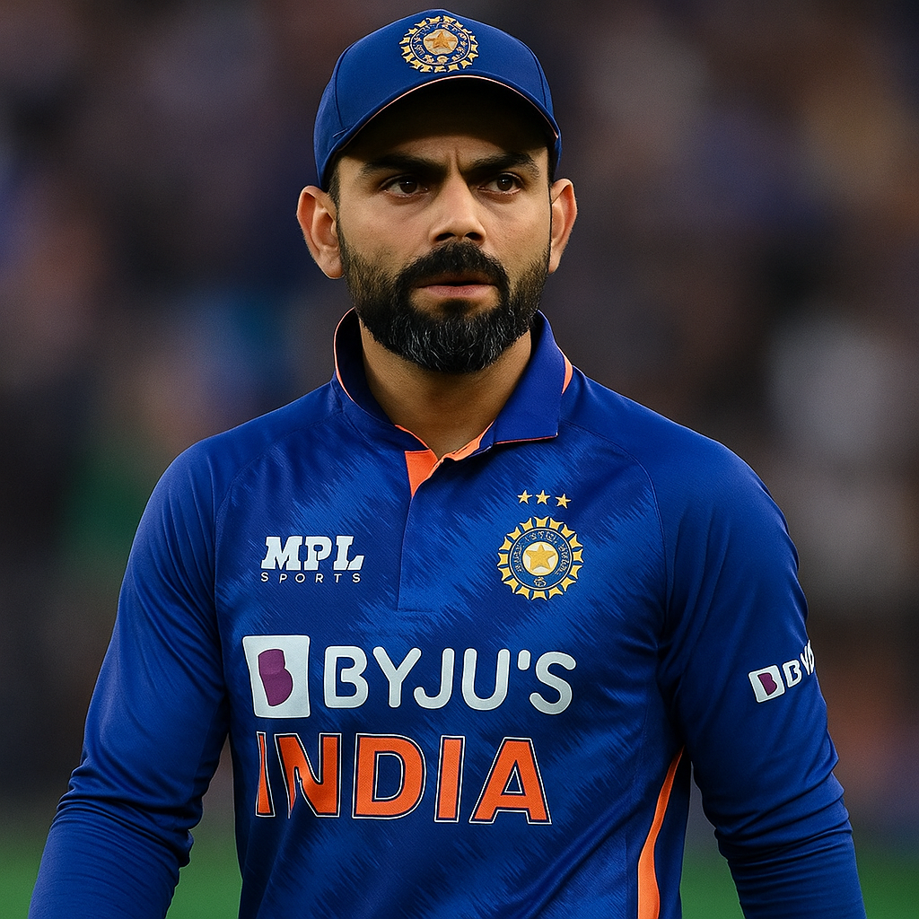 ক্রিকেট মাঠে বিরাট কোহলি দলনেতা হিসেবে ফিল্ড সেট করছেন"